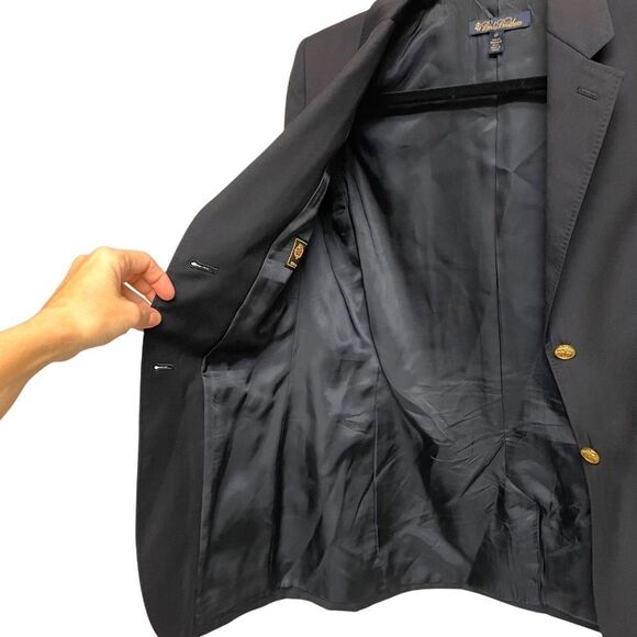 BROOKS BROTHERS Ing Loro Piana & C Wool Navy Blue Button Front Blazer 8P - Picture 2 of 7